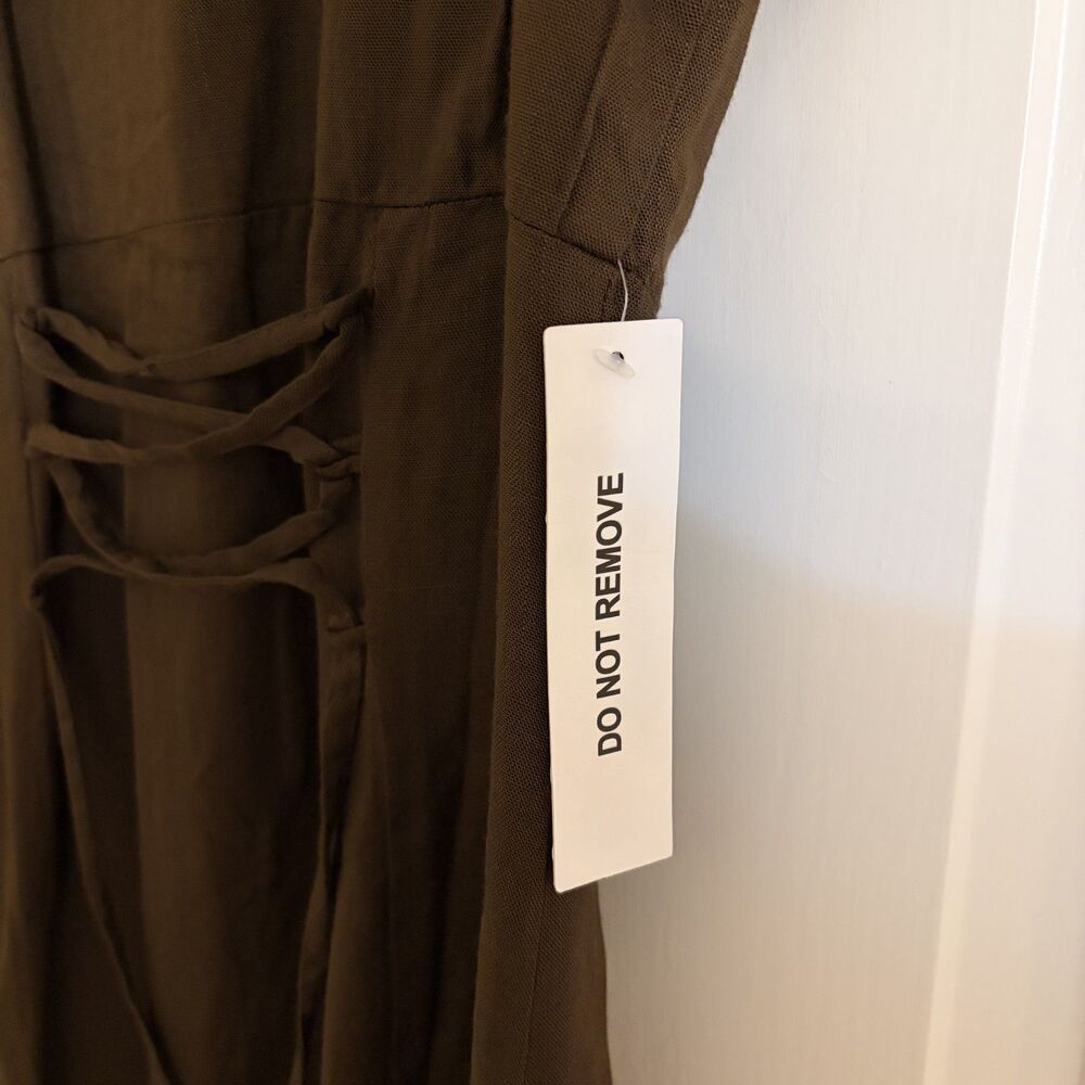 Princess Polly Pique Button Down Mini Dress Brown NWT - Picture 12 of 12